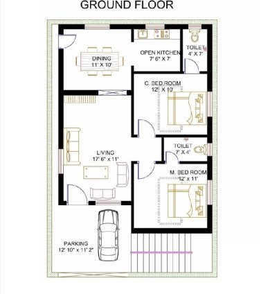 G+1 2D DESIGN Only Ground floor 1000 sq.ft.