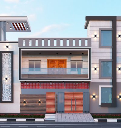 40 feet front 3d elevation