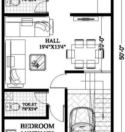 20 Feet Front 2D Layout