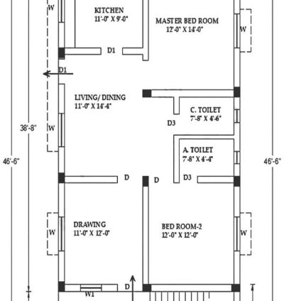 25 Feet Front 2D Layout