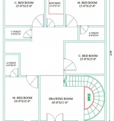 30 Feet Front 2D Layout House Plan
