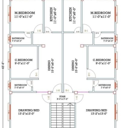36 x 45.6 Feet 2D Layout Plan
