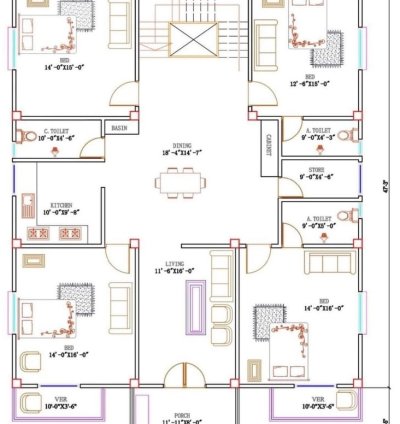 41 x 47.3 Feet Layout Plan