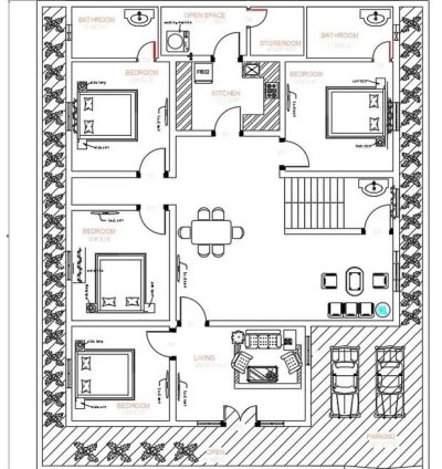 40 x 48 Feet Layout House Plan