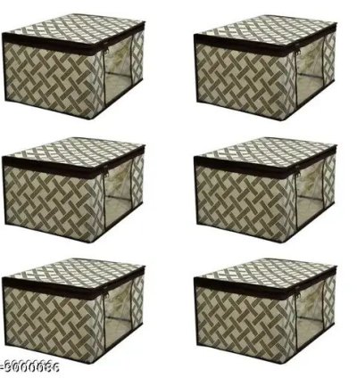 Bags Beauty ( Pack of 6 ) Saree Cover / Cloths Organizer Zip Closure front half View Transparent ( Multi )