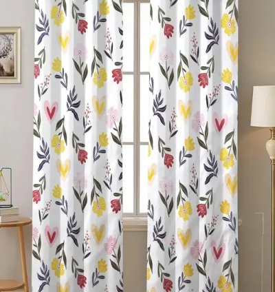 ANA Set of 2 7 Feet Door Curtain Cotton Eyelet Premium Curtain for Door, Multicolor, Decorative, Bedroom, Balcony 2pcs set