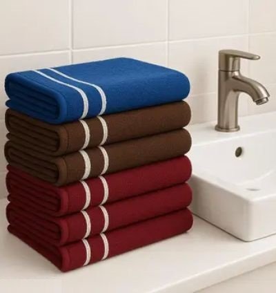 Premium Dark Color Cotton Hand Towels – Set of 6 (11″×17″) – Super Soft & Absorbent Towels for Kitchen, Bathroom, Gym & Face Use (Blue, Brown, Maroon, Red, Green)