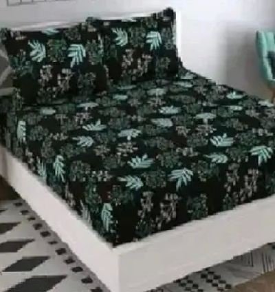 New Trending Fitted (Elastic) Cotton Double Bedsheet With 2 Pillow Covers